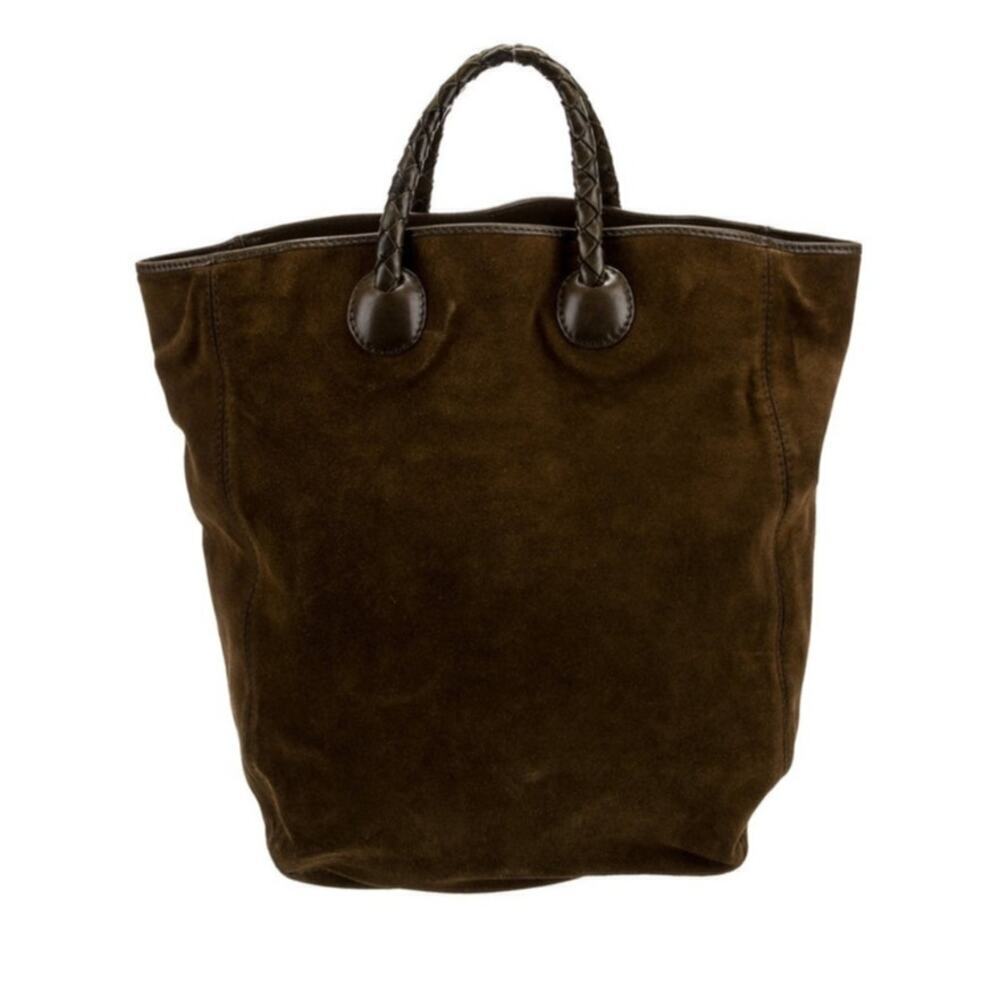 Bottega Veneta Intrecciato Large Top Handle Bag Vintage Brown Suede - Picture 2 of 15